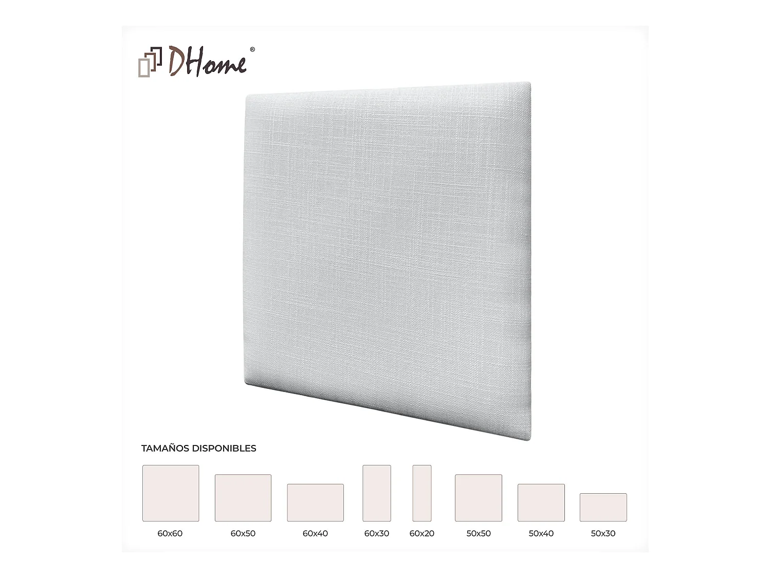 DHOME Ensemble de 8 Panneaux muraux en lin autocollants, absorption acoustique, protection contre les chocs et Têtes de Lit (Blanc, 50x50cm, x8)