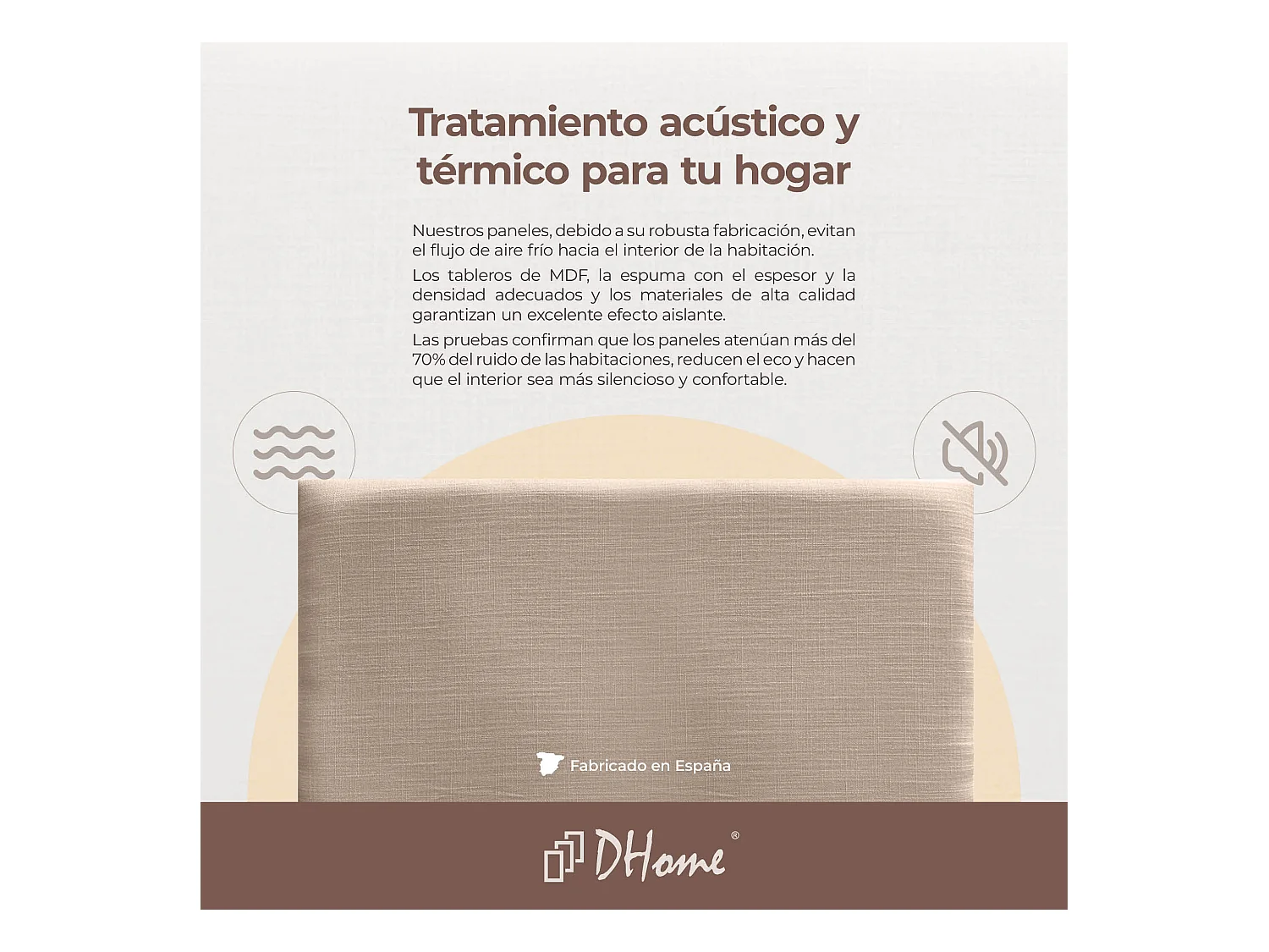 DHOME Ensemble de 6 Panneaux muraux en lin autocollants, absorption acoustique, protection contre les chocs et Têtes de Lit (Orange, 50x50cm, x6)