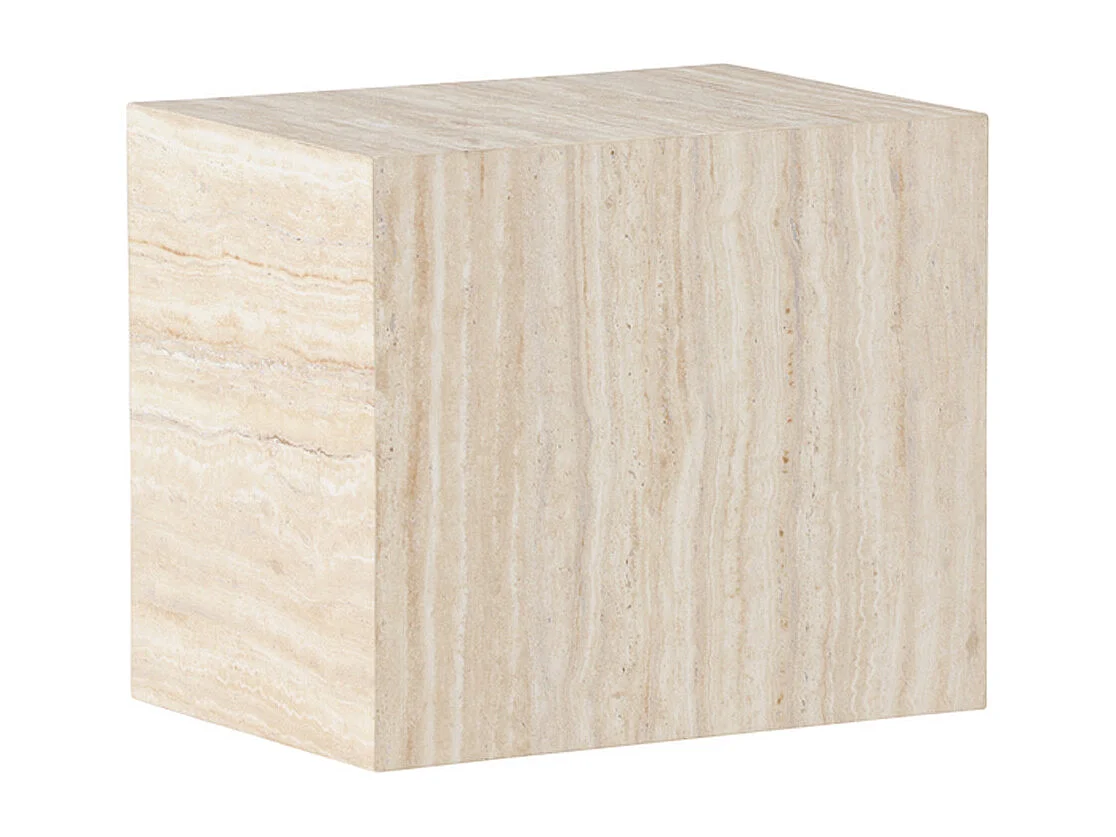 Table d'Appoint Effet Travertin "York" 35cm Beige