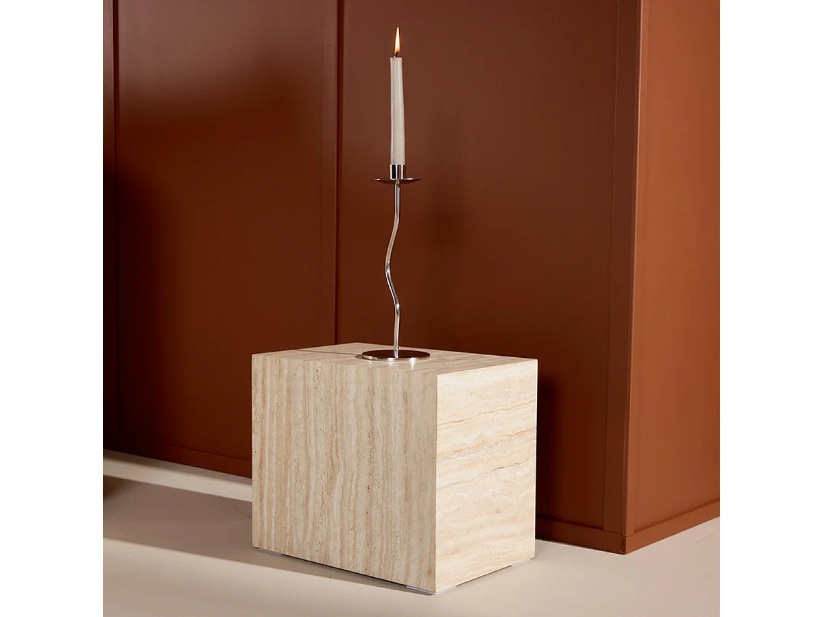 Table d'Appoint Effet Travertin "York" 35cm Beige