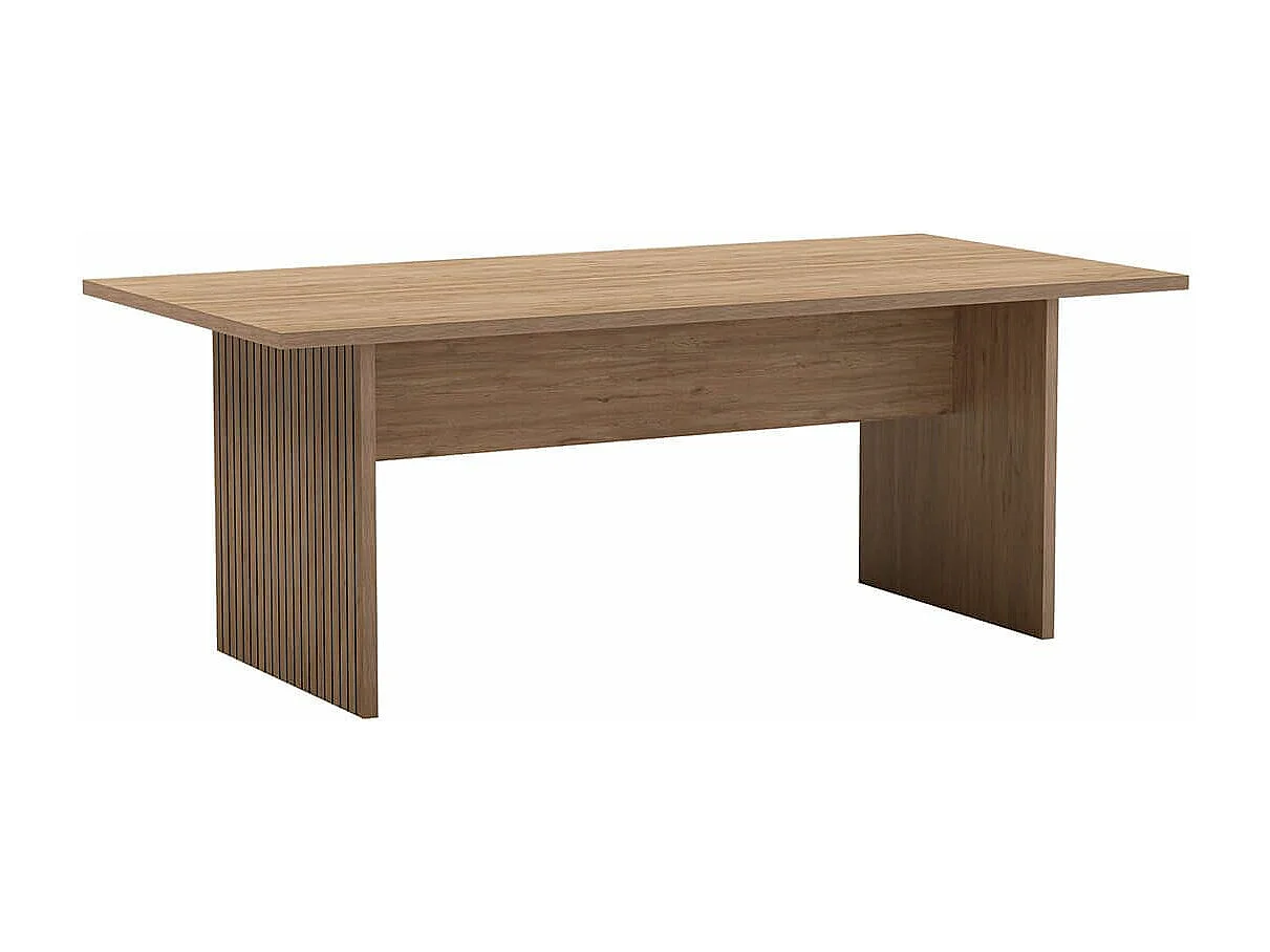 APPA - Table Repas 200cm Plateau Aspect bois Pieds effet Tasseaux