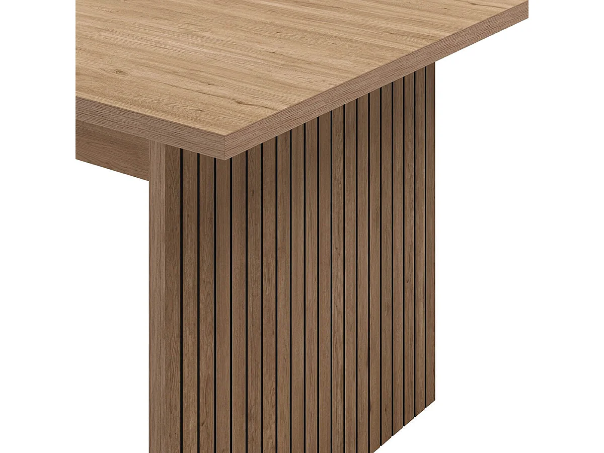 APPA - Table Repas 200cm Plateau Aspect bois Pieds effet Tasseaux