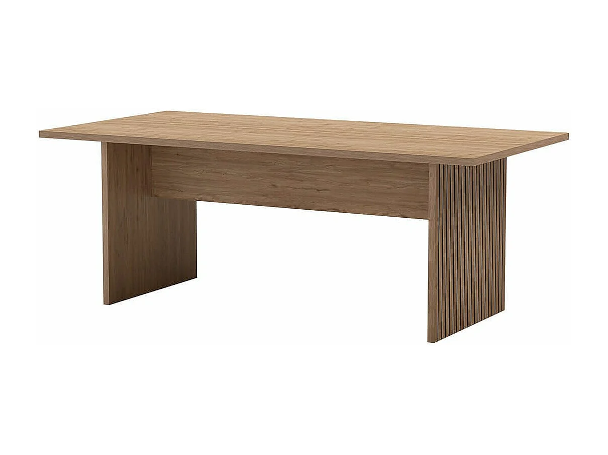 APPA - Table Repas 200cm Plateau Aspect bois Pieds effet Tasseaux