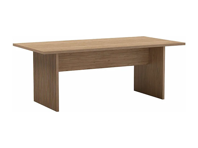APPA - Table Repas 200cm Plateau Aspect bois Pieds effet Tasseaux