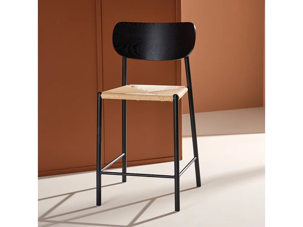 Chaise de Bar Design "Polly" 101cm Noir