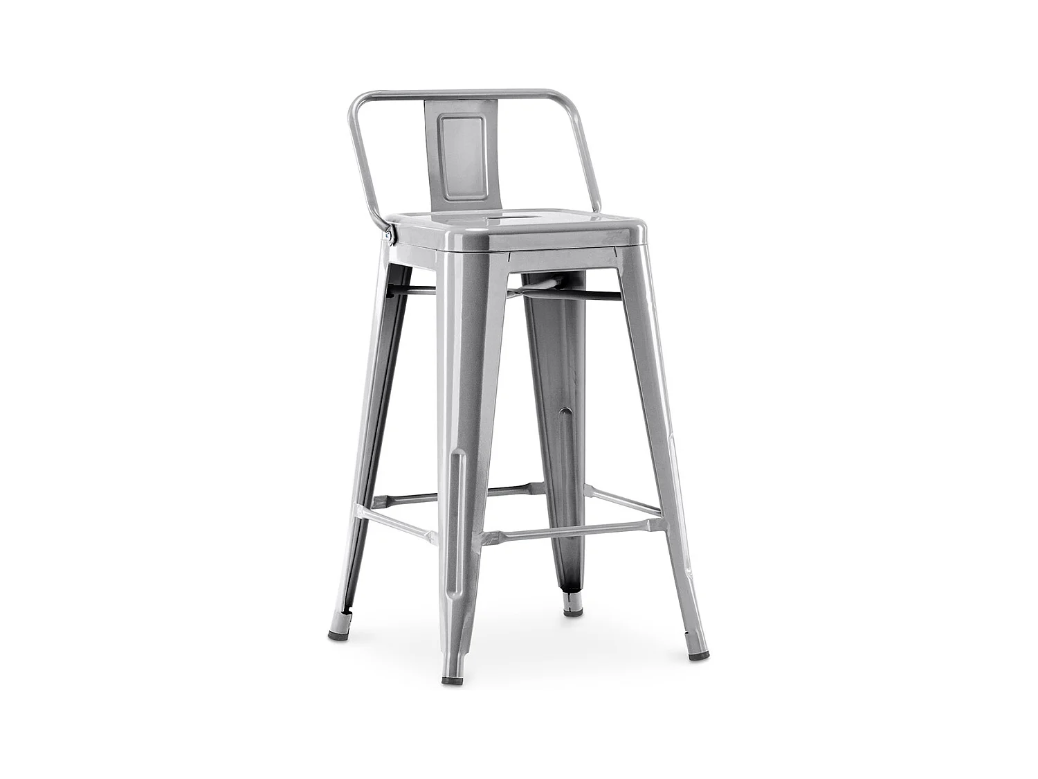 Tabouret de bar avec dossier - Design industriel - 60cm - Nouvelle édition - Stylix Acier