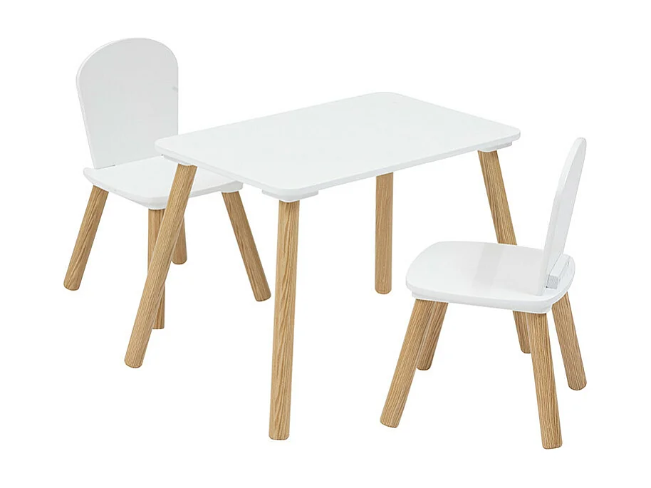 Table Enfant & 2 Chaises "Alex" 58cm Blanc