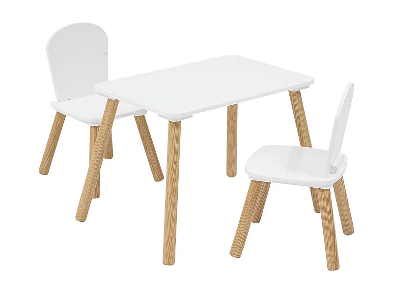 Table Enfant & 2 Chaises "Alex" 58cm Blanc