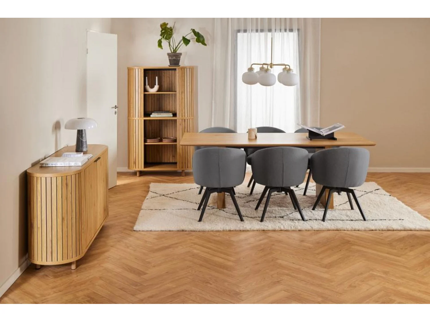 Chaise de salle à manger pivotante en métal et tissu - LENA