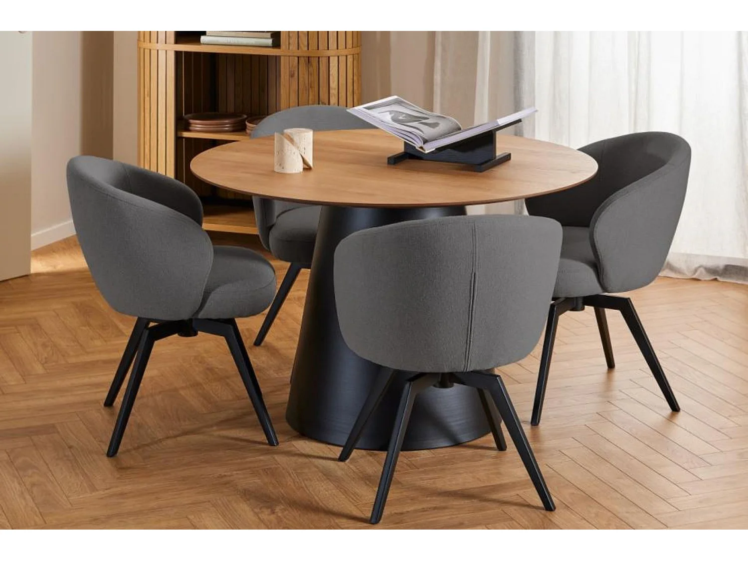 Chaise de salle à manger pivotante en métal et tissu - LENA