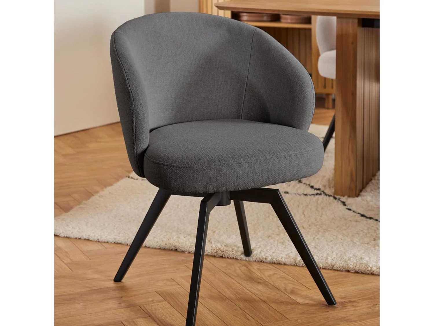 Chaise de salle à manger pivotante en métal et tissu - LENA