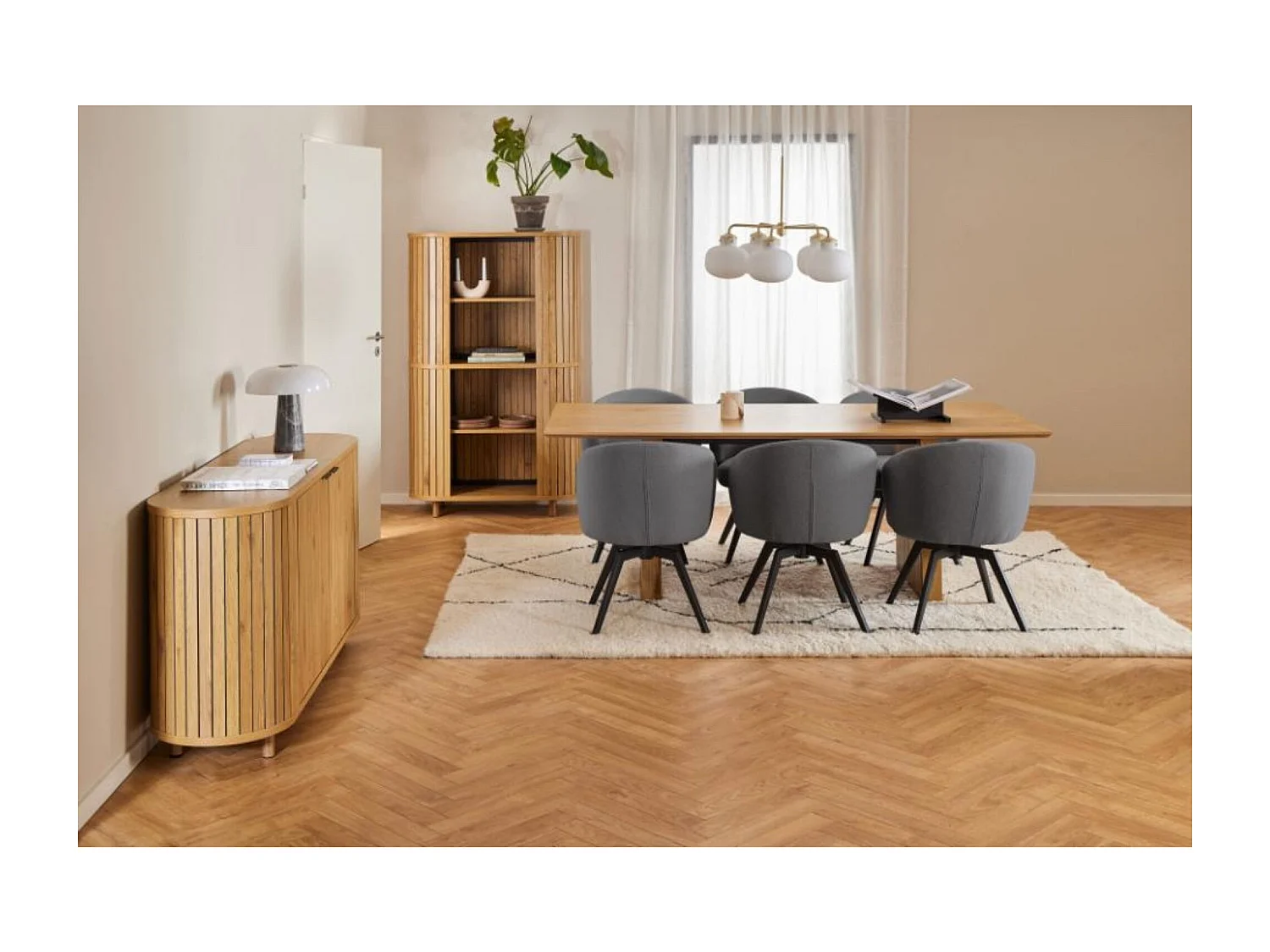 Chaise de salle à manger pivotante en métal et tissu - LENA