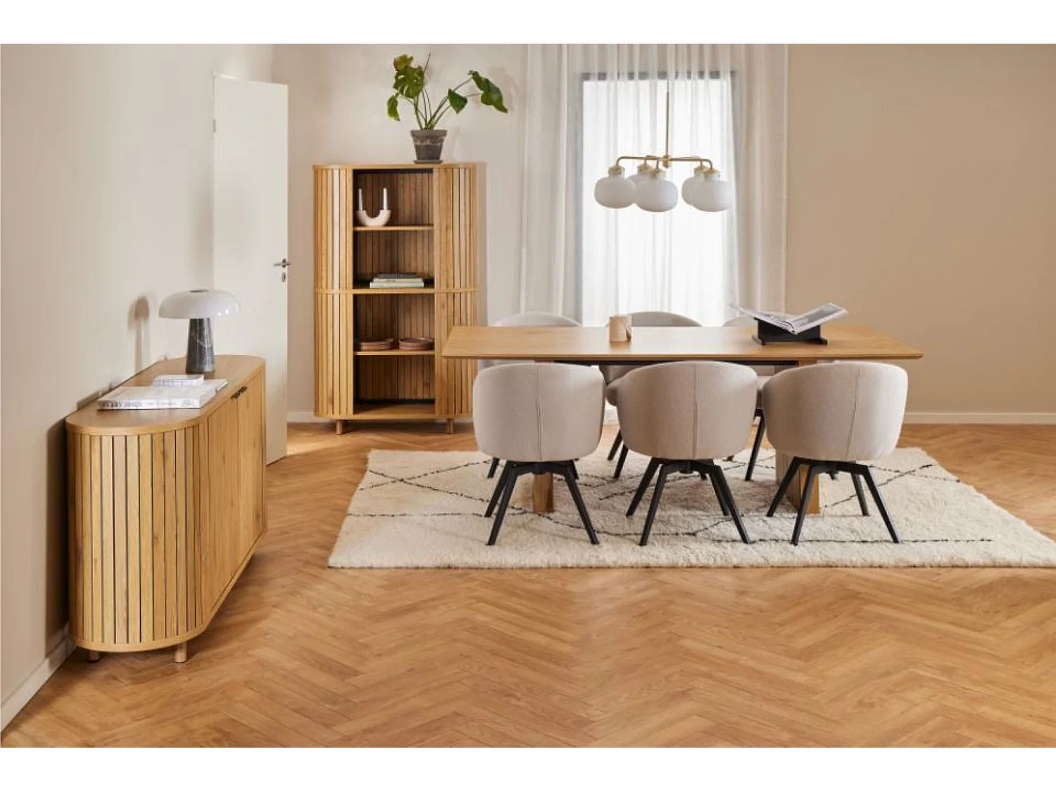 Chaise de salle à manger pivotante en métal et tissu - LENA