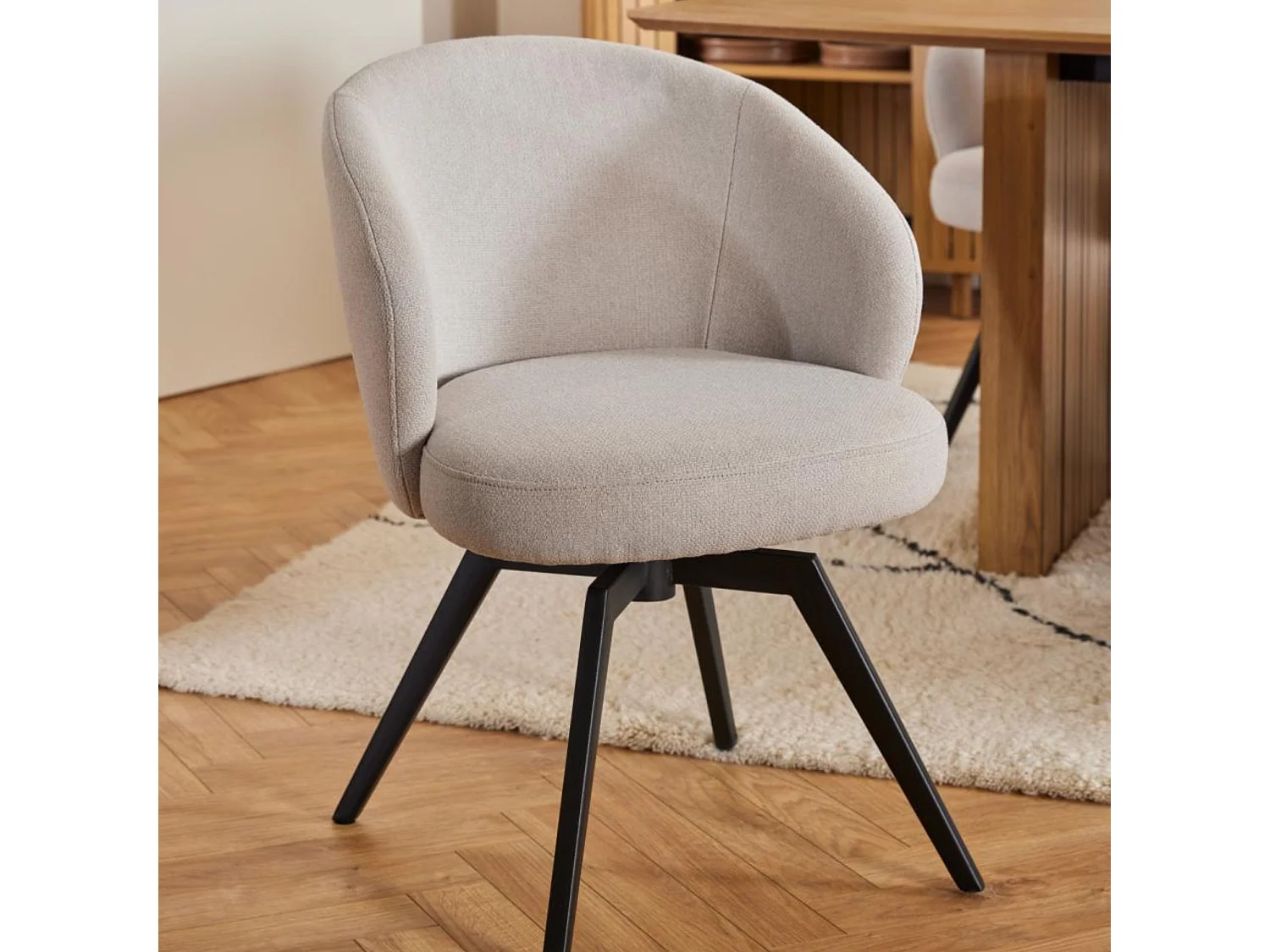 Chaise de salle à manger pivotante en métal et tissu - LENA