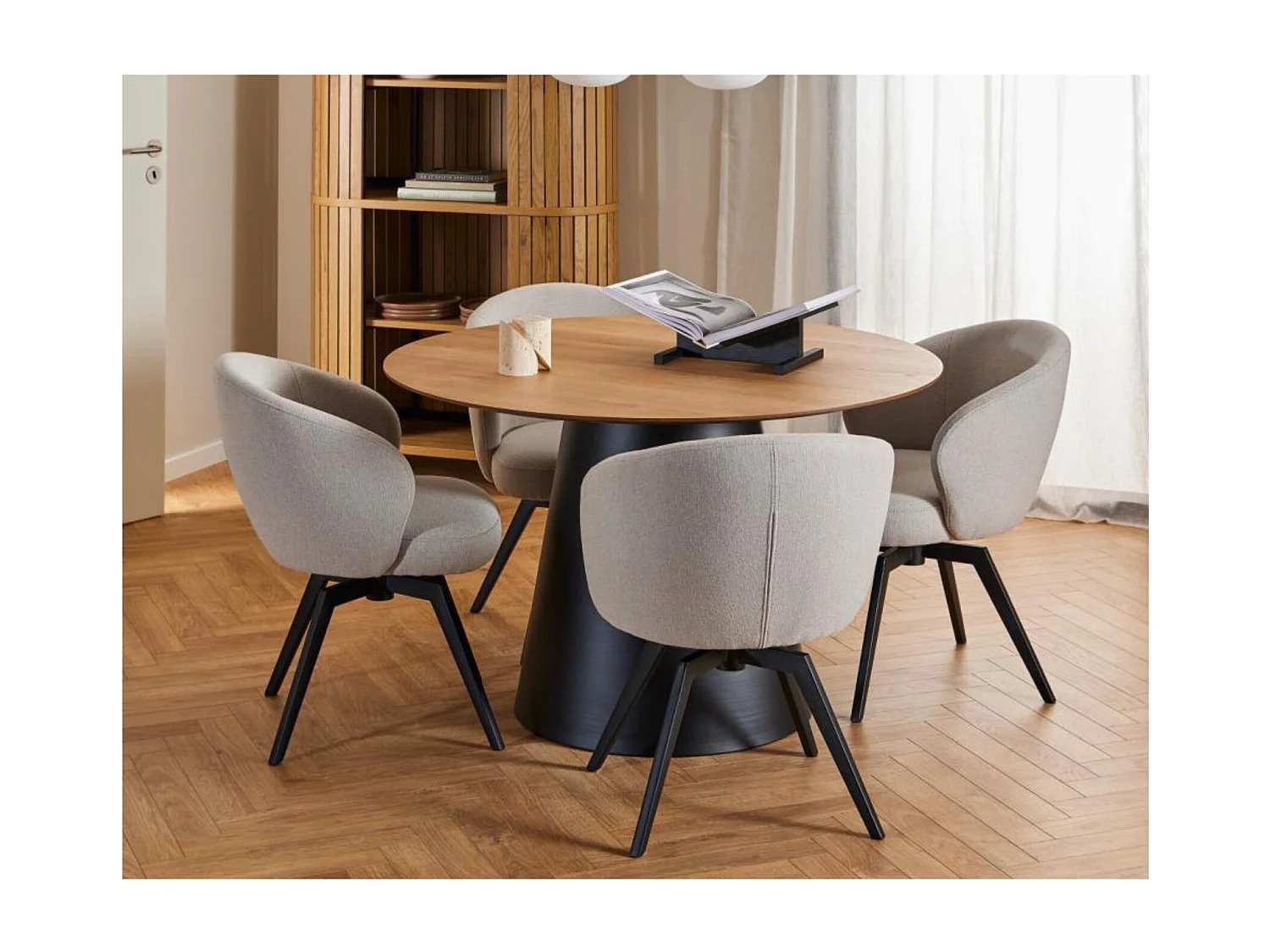 Chaise de salle à manger pivotante en métal et tissu - LENA