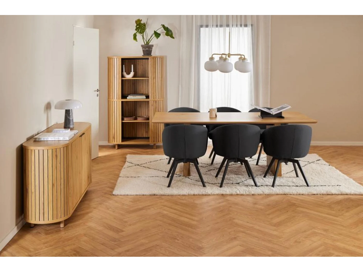 Chaise de salle à manger pivotante en métal et tissu - LENA