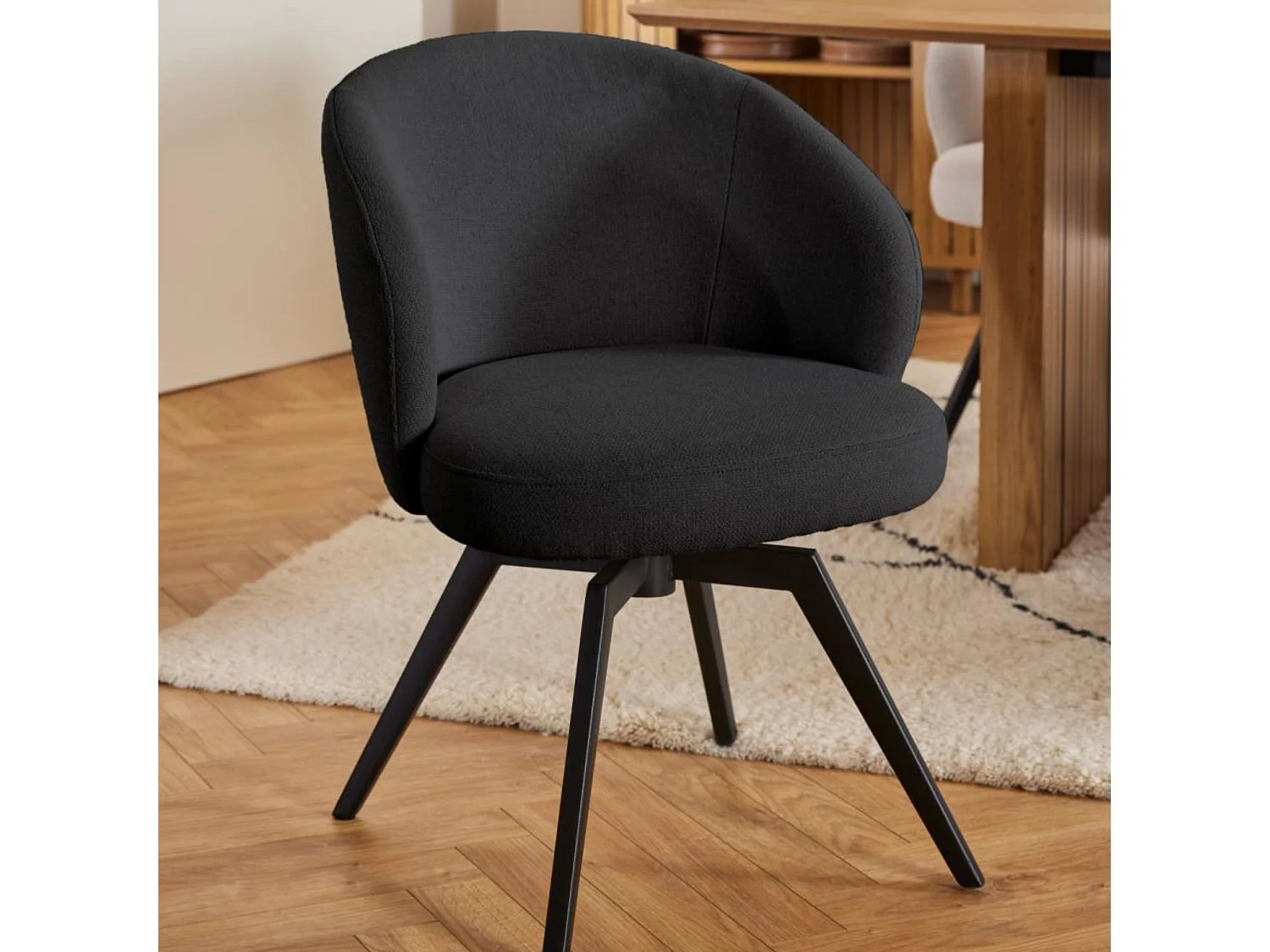 Chaise de salle à manger pivotante en métal et tissu - LENA