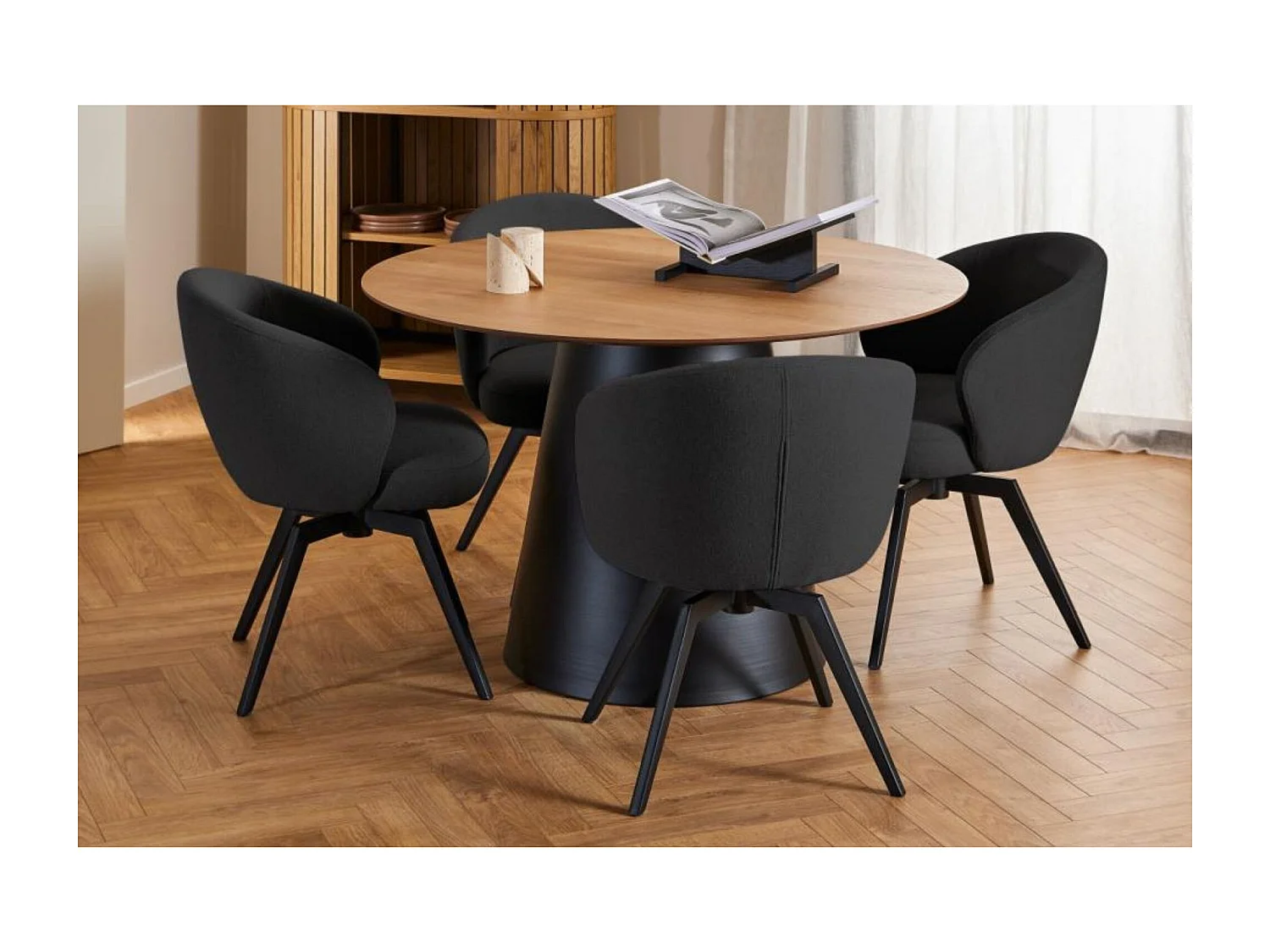 Chaise de salle à manger pivotante en métal et tissu - LENA