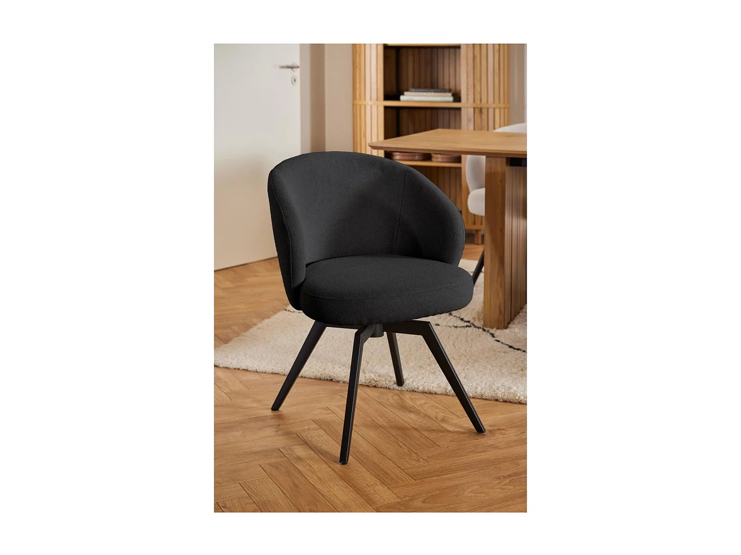 Chaise de salle à manger pivotante en métal et tissu - LENA