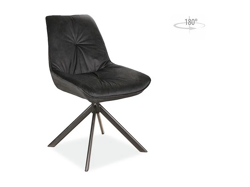 Chaise pivotante en velours - Noir - Pieds en métal noir - H 89 cm xl 60 cm x P 45 cm