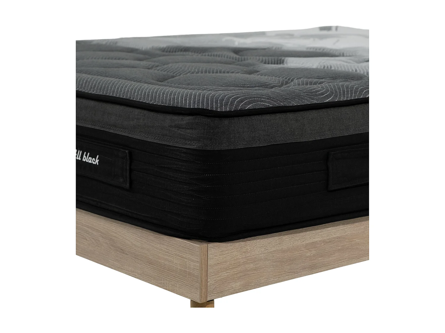 Ensemble Matelas All Black | 140x190 | mémoire | 28 cm | Sommier kit couleur chêne