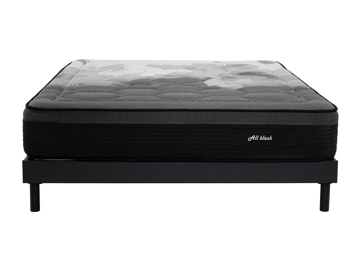 Ensemble Matelas All Black | 140x190 | mémoire | 28 cm | Sommier kit gris