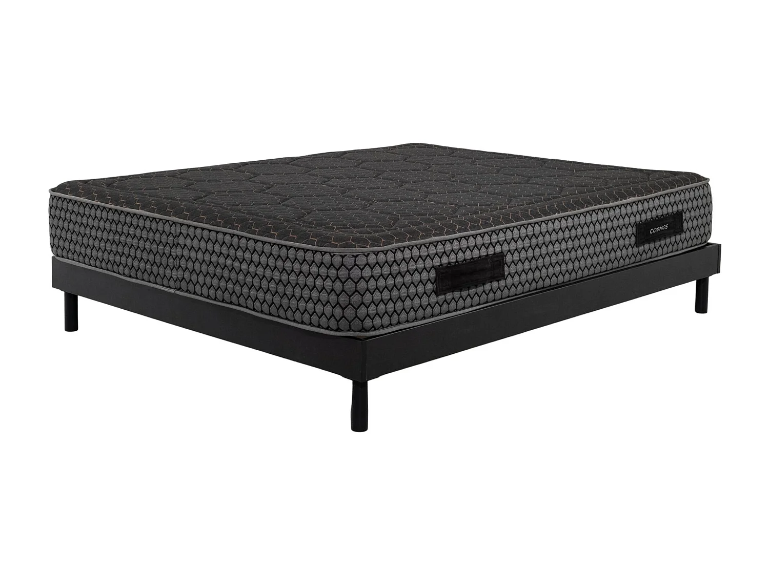 Ensemble Matelas mousse Cosmos Black - 140x200cm - accueil mémoire de forme et Sommier kit gris