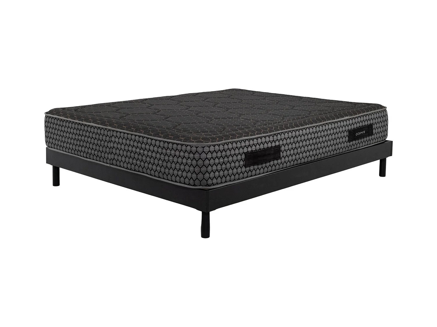 Ensemble Matelas mousse Cosmos Black - 140x200cm - accueil mémoire de forme et Sommier kit gris