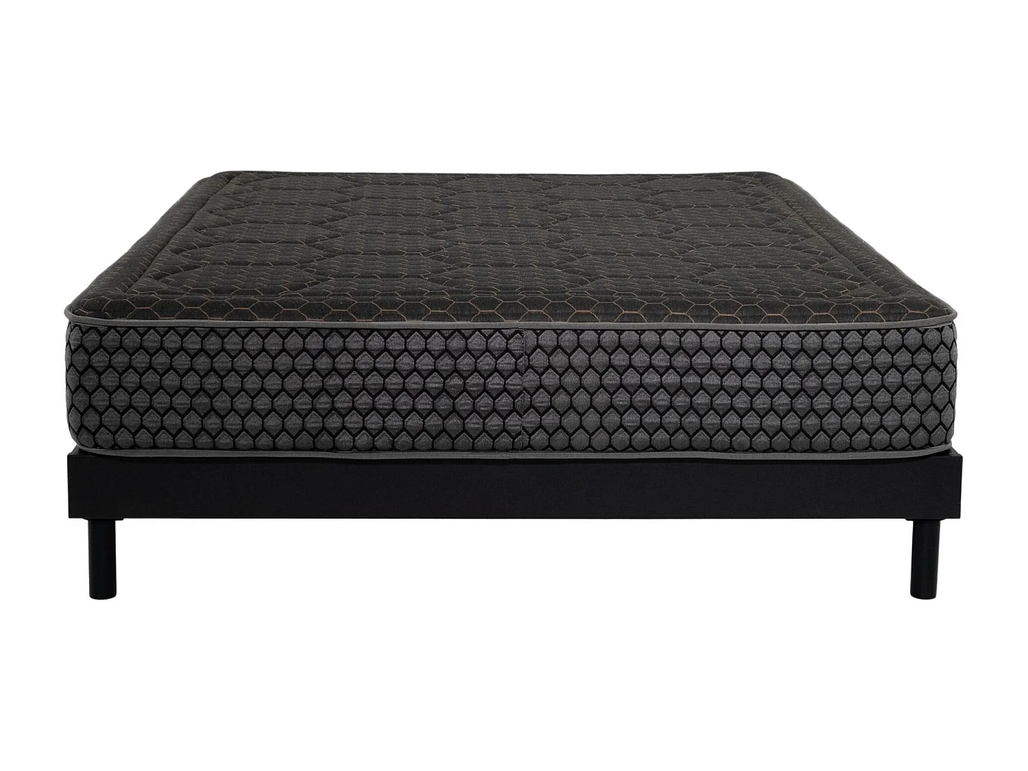 Ensemble Matelas mousse Cosmos Black - 140x200cm - accueil mémoire de forme et Sommier kit gris