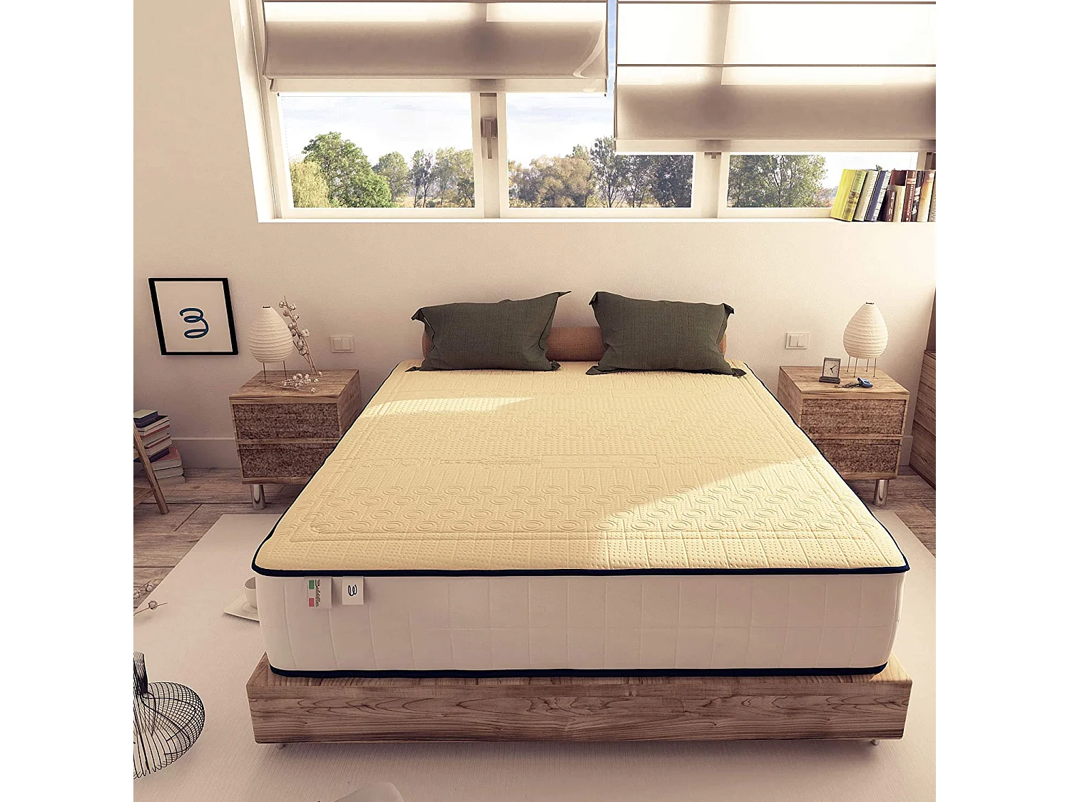 Materasso Memory e Lattice Memory Cotton Alto 24 cm Singolo con Rivestimento in Cotone, misura 80x200 cm