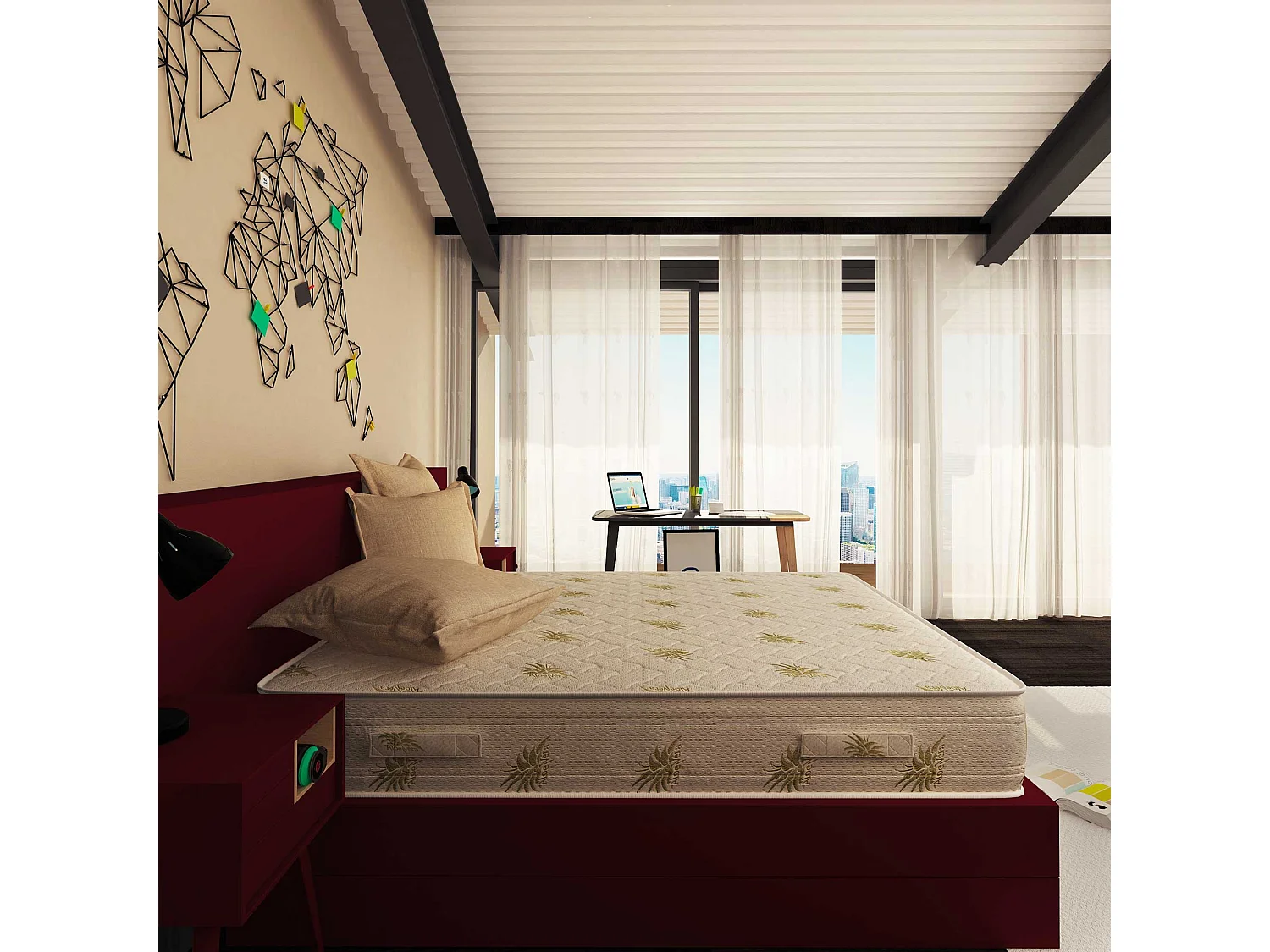 Materasso Memory Foam 23 cm Easy Super Top con fodera Aloe Vera Matrimoniale misura 180x200 cm