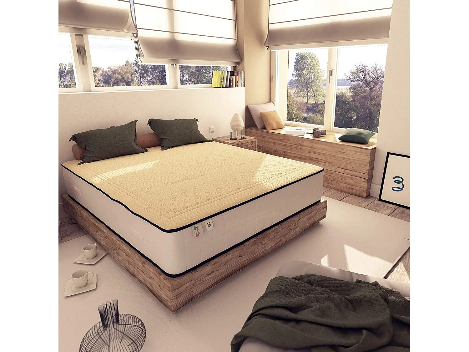 Materasso Memory e Lattice Memory Cotton Alto 18 cm Matrimoniale con Rivestimento in Cotone, misura 180x200 cm