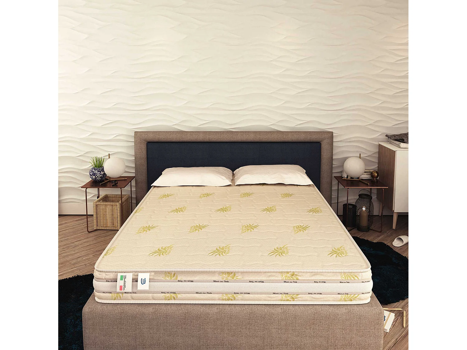 Materasso a Molle Ortopedico Medio Rigido Ortopedic H20 100% Made in Italy Matrimoniale misura 140x190 cm