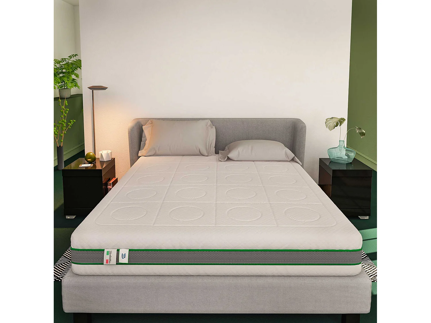 Materasso 800 Molle e Memory 5 cm Green Spring Plus, misura 70x190 cm