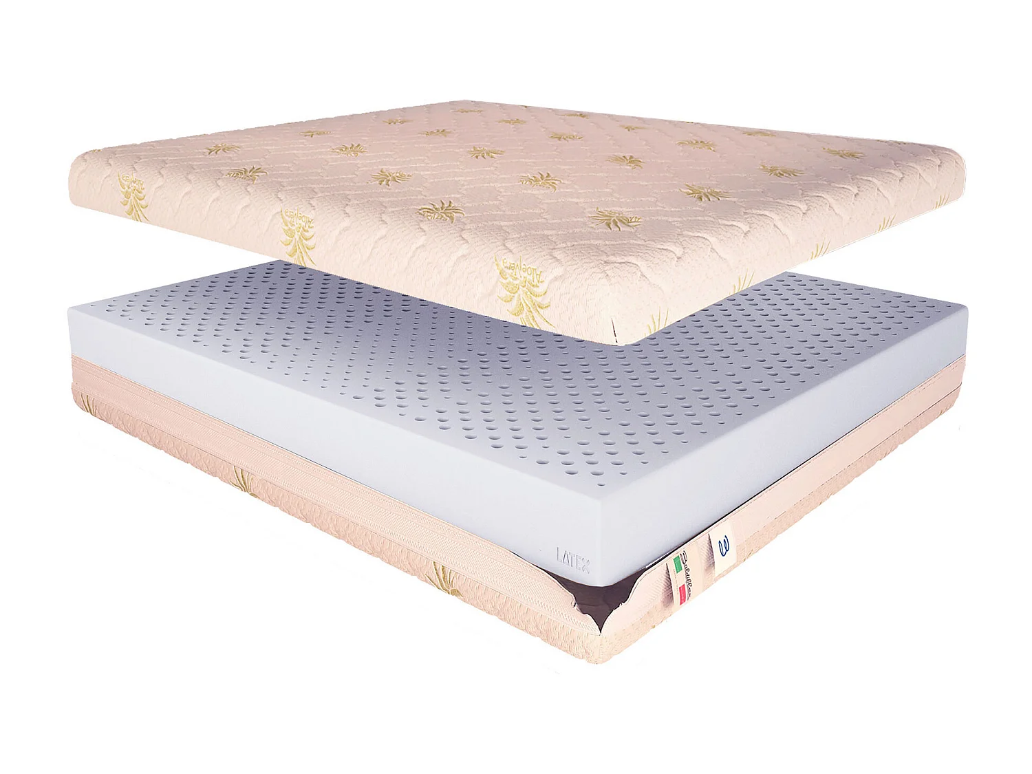 Materasso Lattice Alto 18 cm Lattice 100% 16 cm con Fodera Aloe Vera Singolo misura 80x200 cm