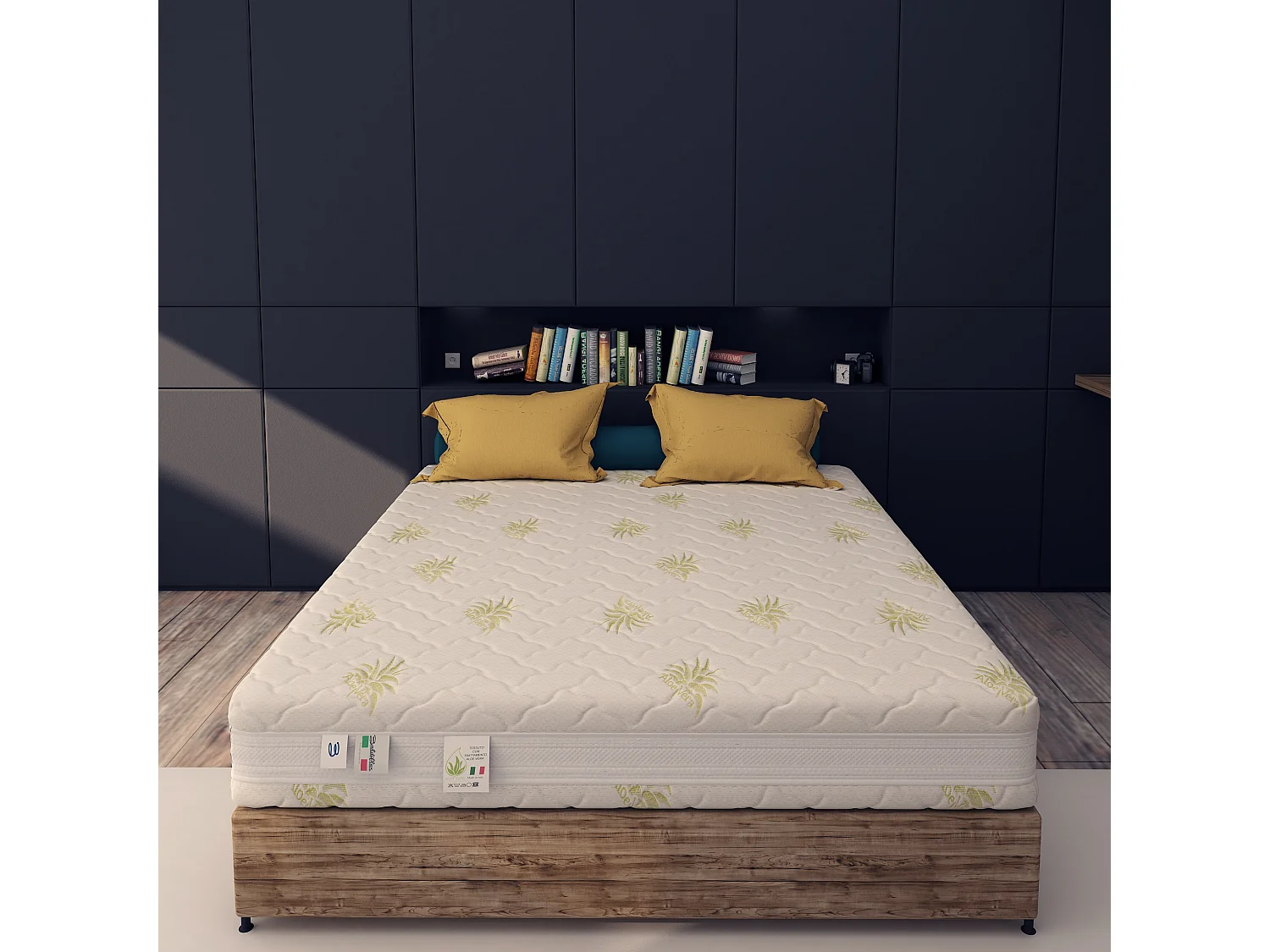 Materasso Memory Foam 15&plus;5 cm Sfoderabile Aloe Vera Matrimoniale misura 140x200 cm