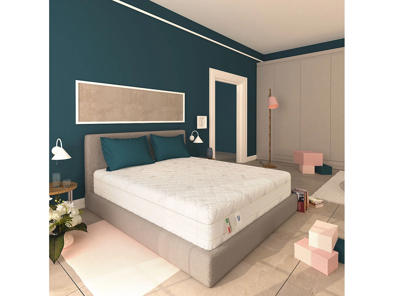 Materasso Memory Foam 25 cm a Zone Differenziate Sweet Armony Silver Safe Matrimoniale misura 160x190 cm