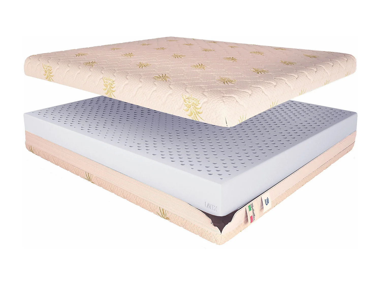 Materasso Lattice Alto 20 cm Lattice 100% 18 cm con Fodera Aloe Vera Singolo misura 80x200 cm