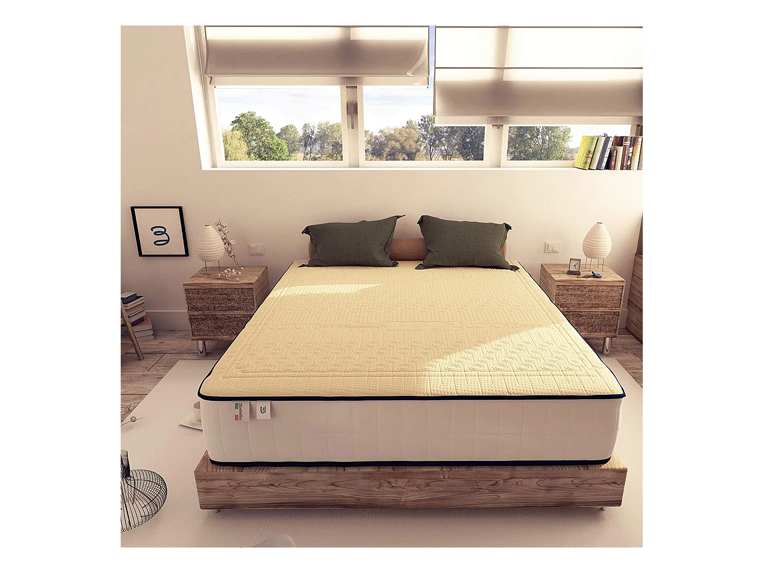 Materasso Memory e Lattice Memory Cotton Alto 30 cm Singolo con Rivestimento in Cotone, misura 70x190 cm