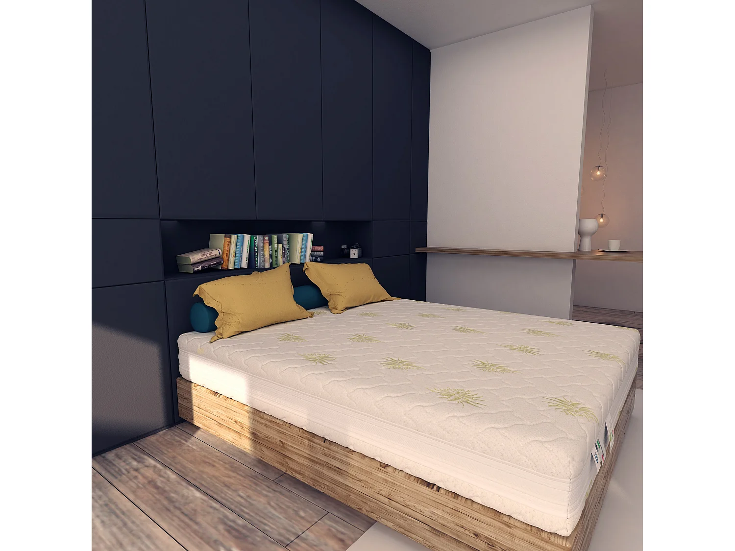 Materasso Memory Foam 15&plus;5 cm Sfoderabile Aloe Vera Matrimoniale misura 160x200 cm