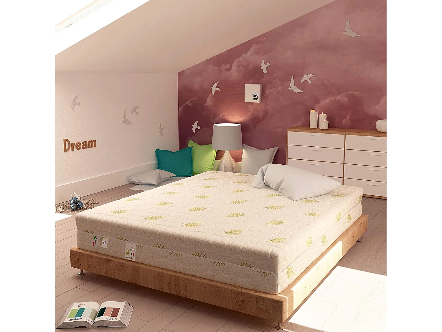 Materasso Memory Dream Soft Singolo con Rivestimento in Aloe Vera, Memory 7 cm, misura 80x190 cm