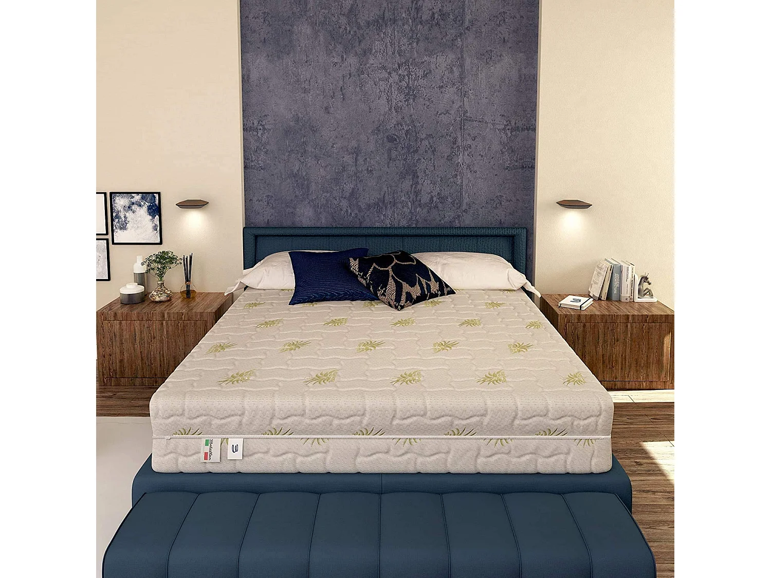 Materasso Memory Dream Super Matrimoniale con Rivestimento in Aloe Vera, Memory 7 cm, misura 160x190 cm