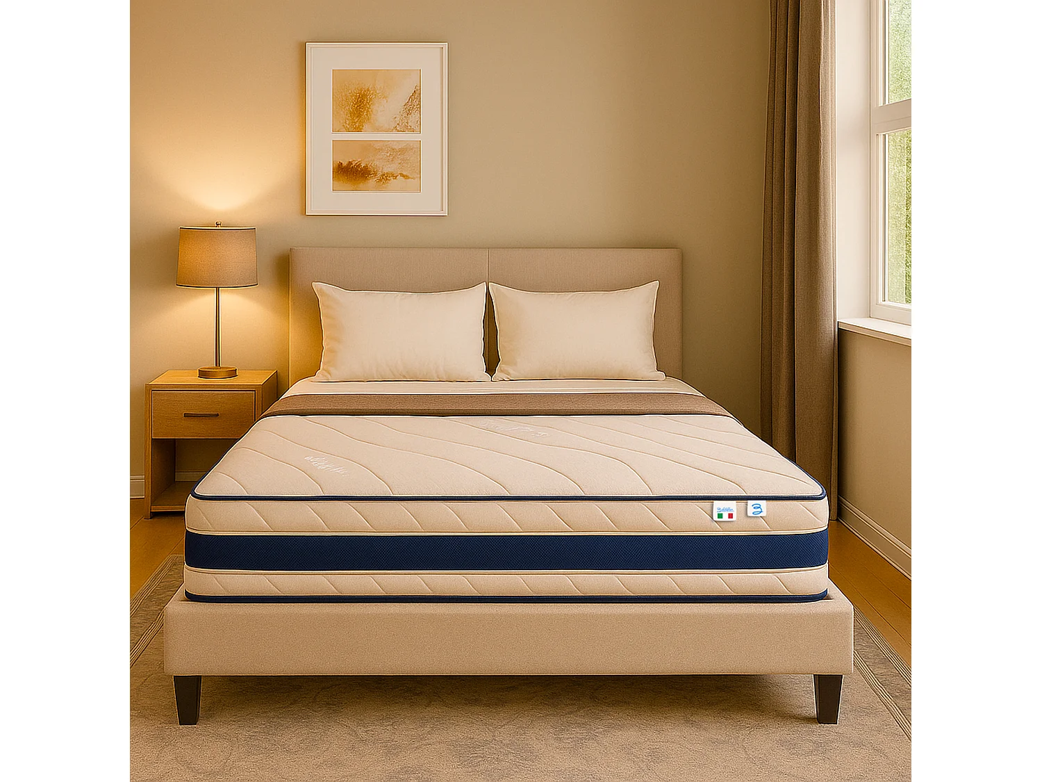 Materasso Memory Alto 22 cm Ortopedico Medio Rigido 100% Made in Italy Antiacaro Fascia 3DAir 4 Maniglie Trionfo Singolo misura 90x190 cm