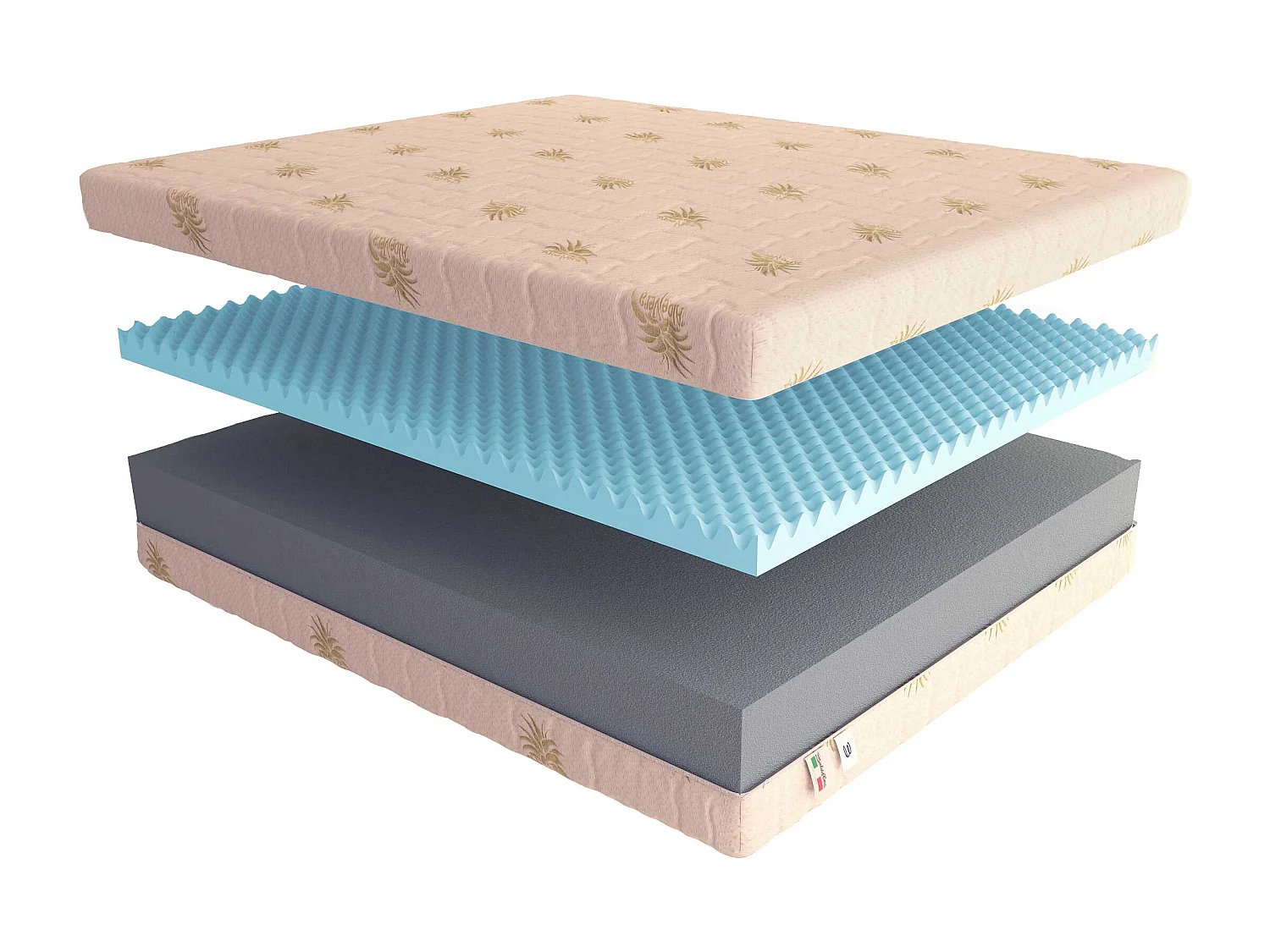 Materasso Memory con 7 cm di Memory Fresh Massaggiante, Evolution Piazza e mezza misura 120x190 cm