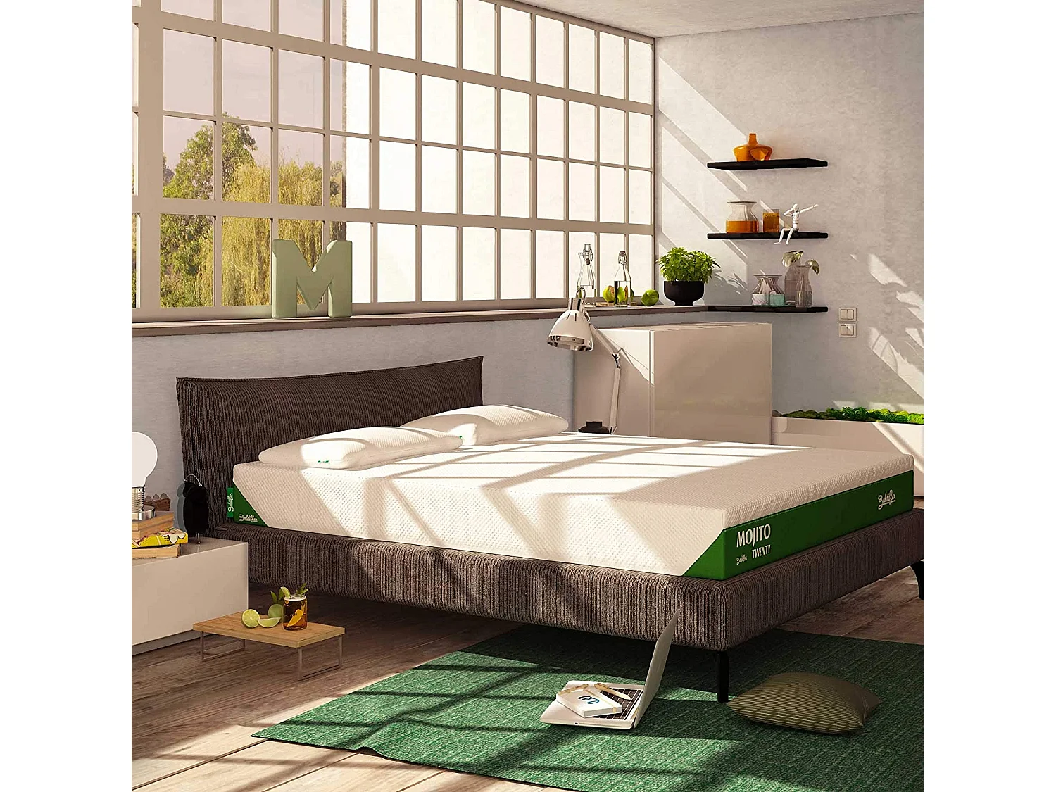 Materasso Memory Foam Mojito 20 cm con Fodera Sfoderabile, Matrimoniale misura 170x200 cm