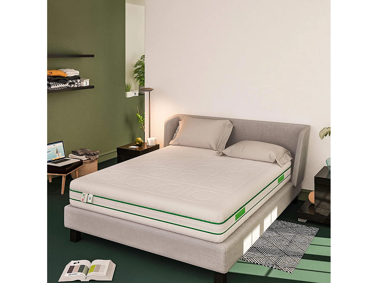 Materasso 800 Molle e Memory 3 cm Green Spring, misura 90x190 cm