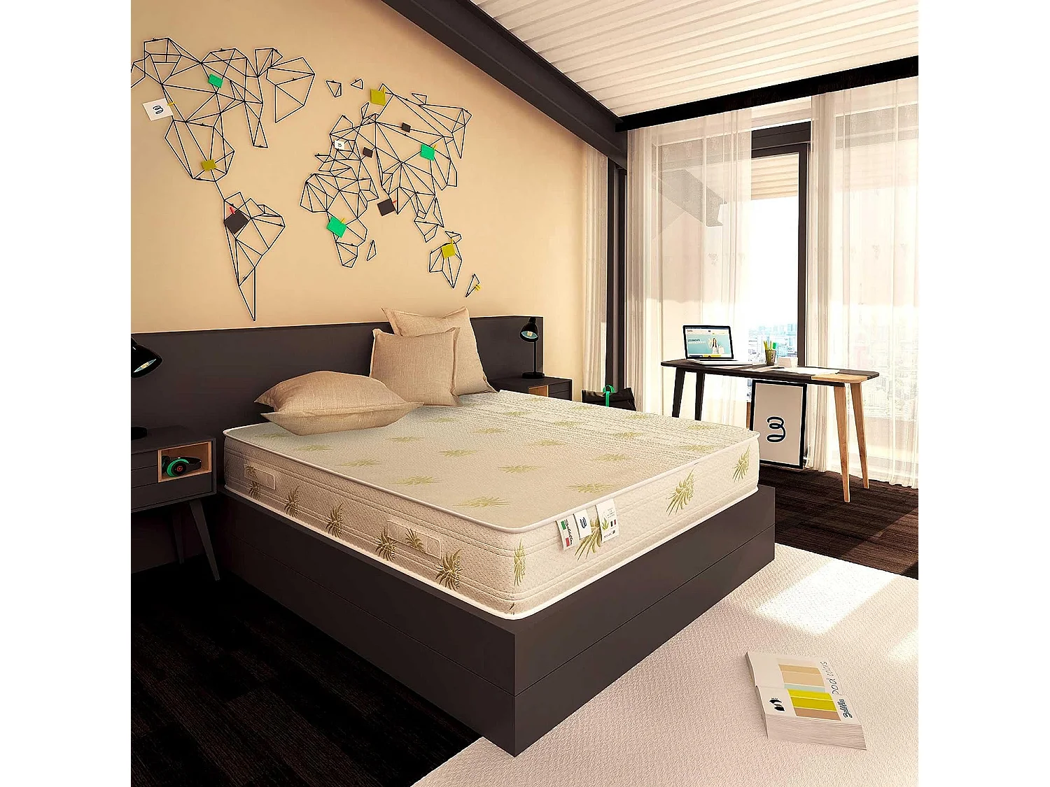 Materasso Memory 27 cm Duck Premium con fodera Aloe Vera Piazza e mezza misura 100x200 cm