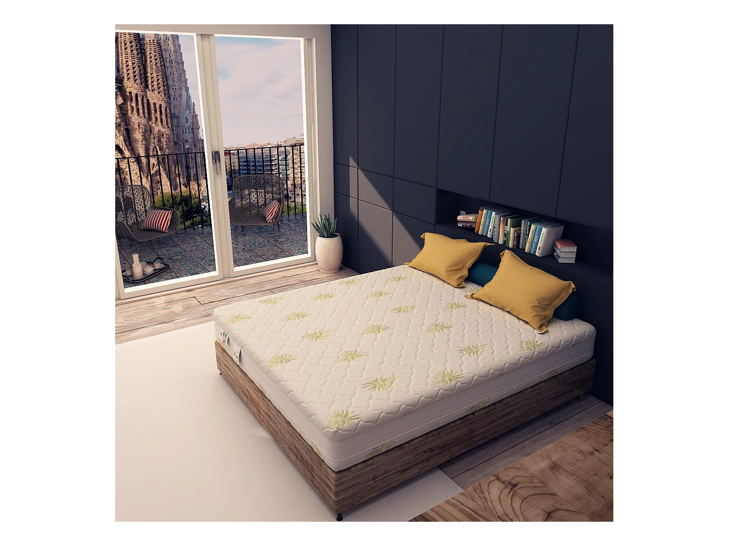 Materasso Memory Foam 15&plus;5 cm Sfoderabile Aloe Vera Singolo misura 90x200 cm