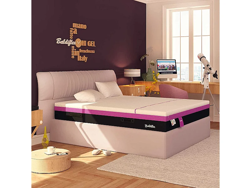 Materasso Memory e Gel Alto 25 cm HiGel Extra Fresco con Fodera Sfoderabile, Singolo misura 70x190 cm