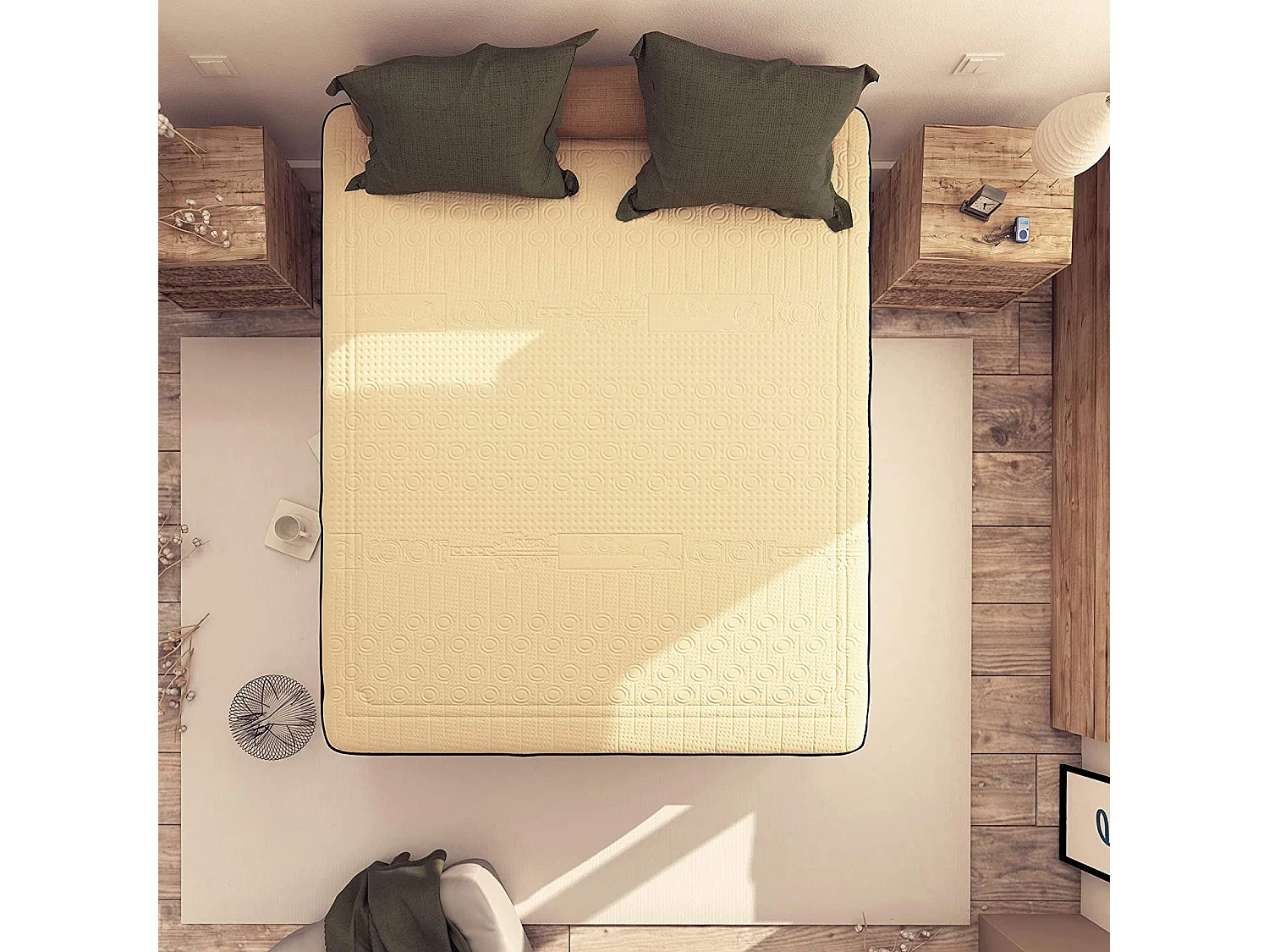 Materasso Memory e Lattice Memory Cotton Alto 24 cm Singolo con Rivestimento in Cotone, misura 90x190 cm